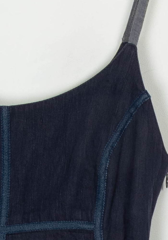 Robe Midi Bleue et Grise - Taille L/40 de la marque Indies | PARAD120911 - Vendu par Paradigme - Image 3