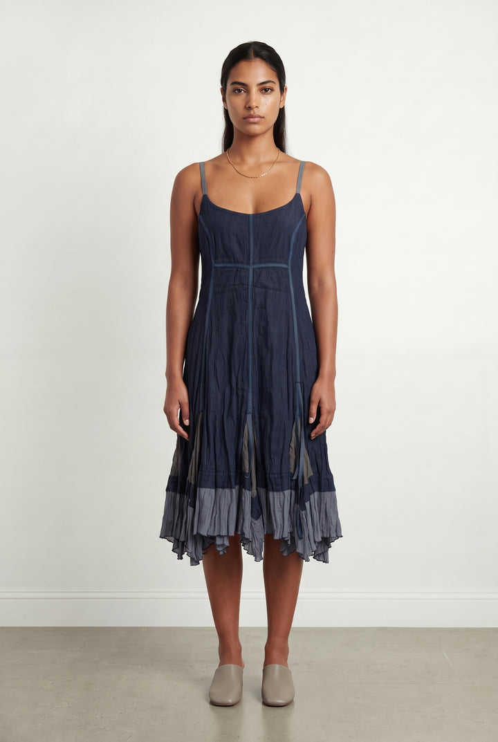 Robe Midi Bleue et Grise - Taille L/40 de la marque Indies | PARAD120911 - Vendu par Paradigme - Image 1