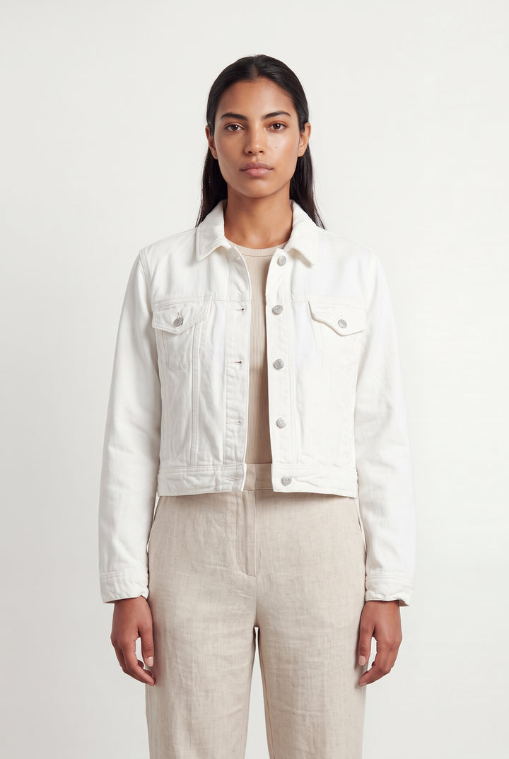 Veste en Jean Blanche - Taille L/40 de la marque Claudie Pierlot | PARAD120919 - Vendu par Paradigme - Image 1