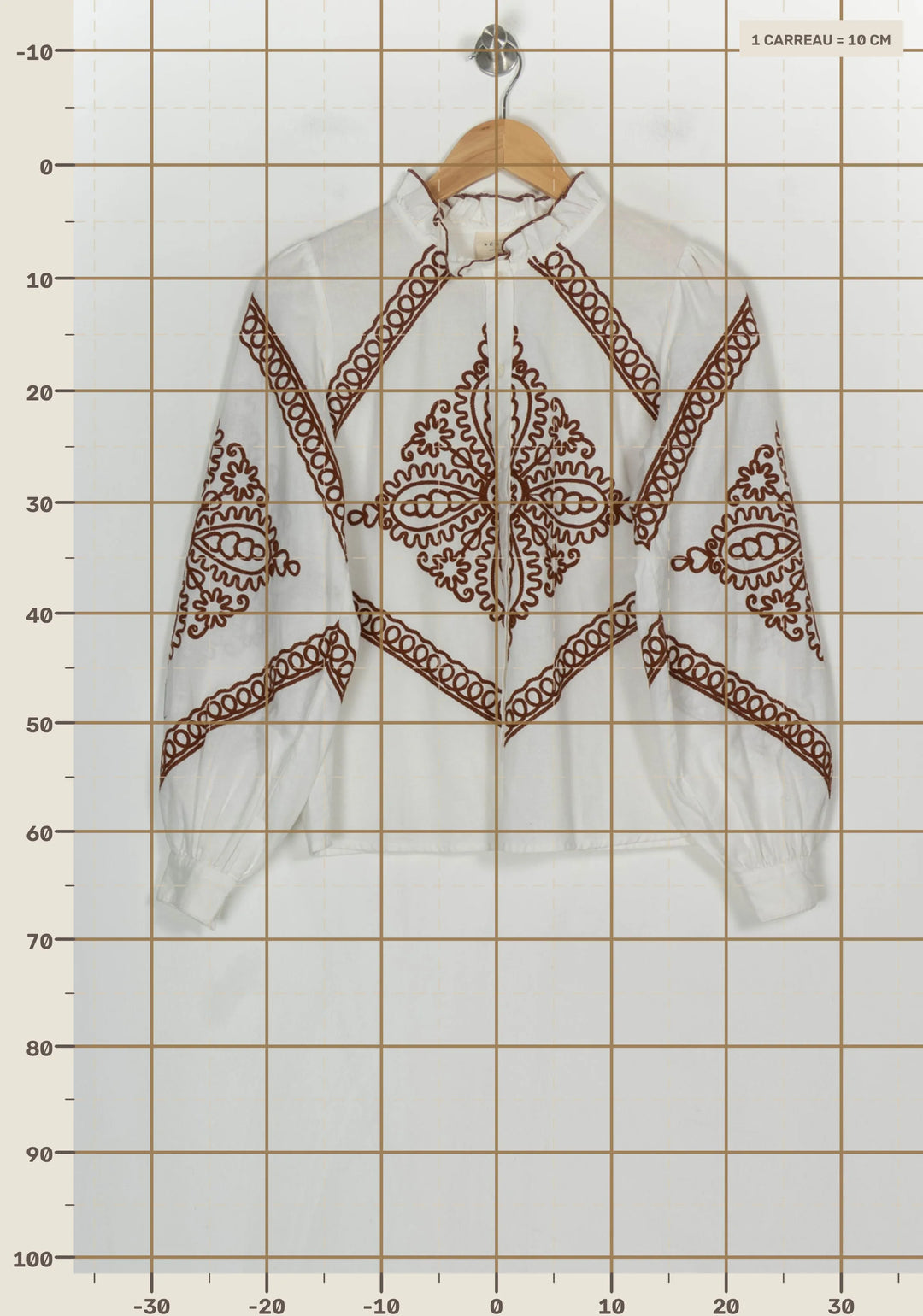 Blouse Blanche et Marron - Taille S/36 de la marque Sézane | PARAD120945 - Vendu par Paradigme - Image 4
