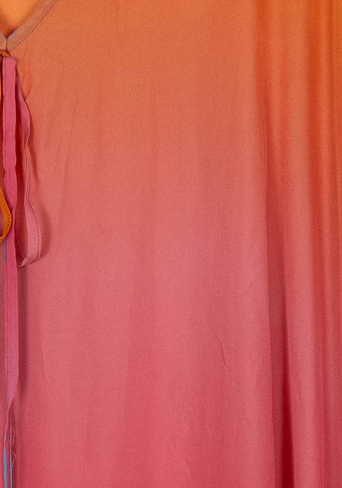 Caftan Orange Rose et Bleu - Taille S/36 de la marque IKA Paris | PARAD120946 - Vendu par Paradigme - Image 3