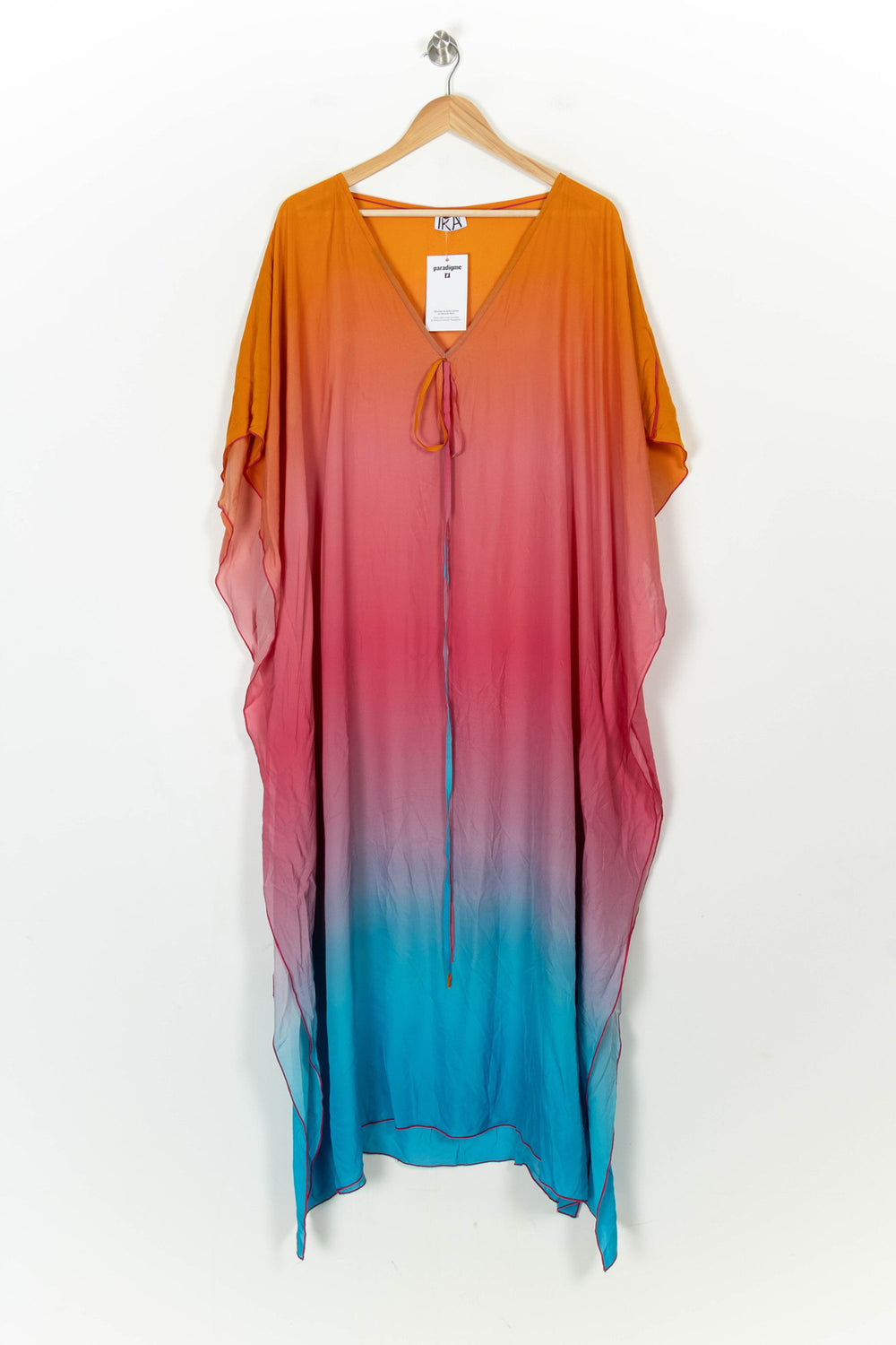 Caftan Orange Rose et Bleu - Taille S/36 de la marque IKA Paris | PARAD120946 - Vendu par Paradigme - Image 2