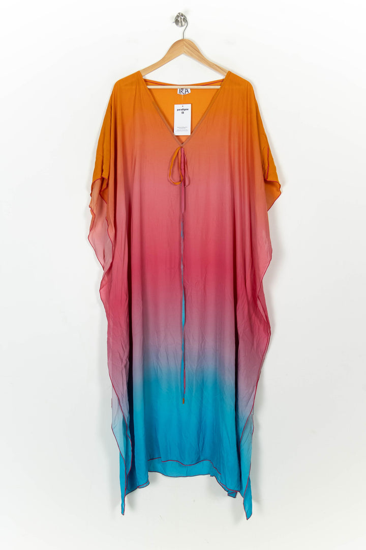 Caftan Orange Rose et Bleu - Taille S/36 de la marque IKA Paris | PARAD120946 - Vendu par Paradigme - Image 2