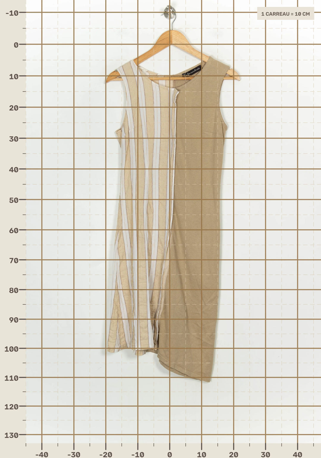 Robe Sans Manches Beige et Blanc - Taille S/36 de la marque La Fée Maraboutée | PARAD120948 - Vendu par Paradigme - Image 4
