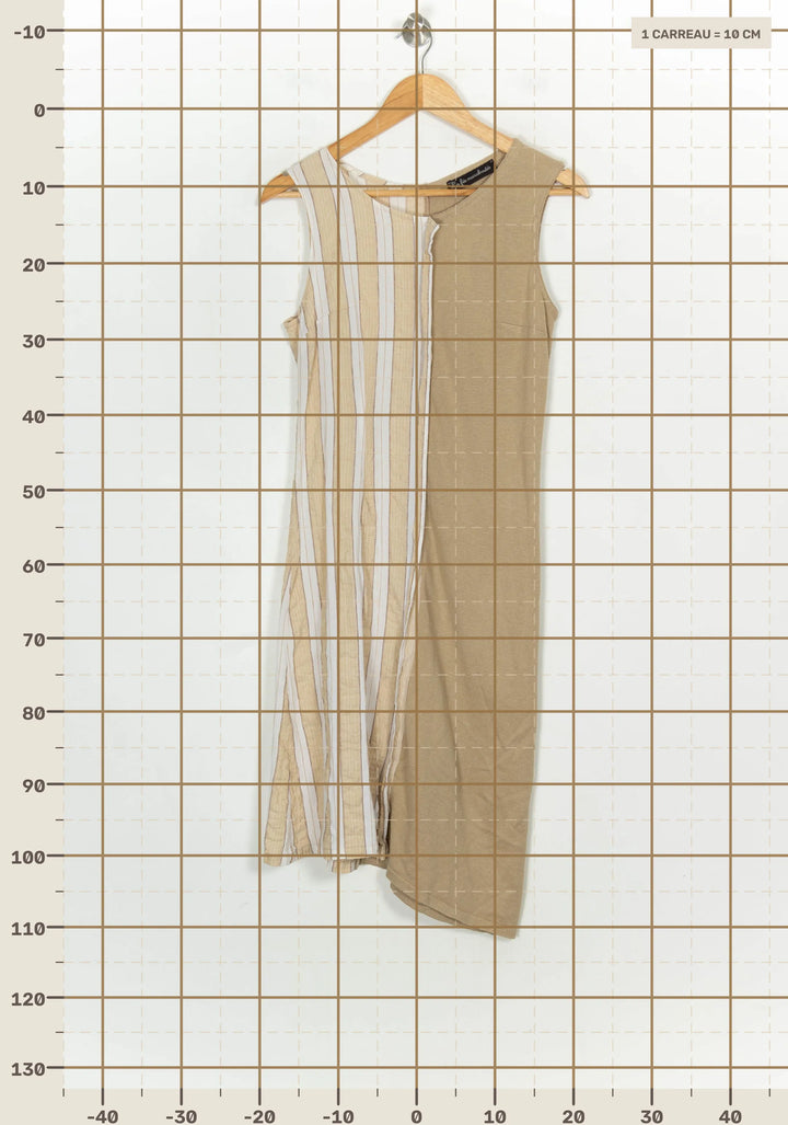 Robe Sans Manches Beige et Blanc - Taille S/36 de la marque La Fée Maraboutée | PARAD120948 - Vendu par Paradigme - Image 4