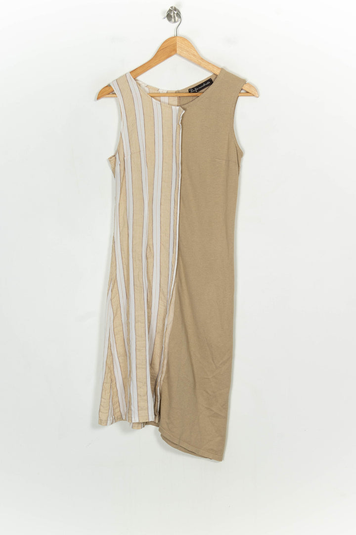 Robe Sans Manches Beige et Blanc - Taille S/36 de la marque La Fée Maraboutée | PARAD120948 - Vendu par Paradigme - Image 2