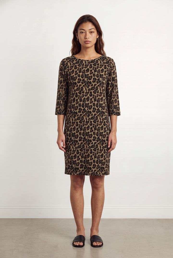 Robe Imprimée Marron et Noire - Taille S/36 de la marque La Fée Maraboutée | PARAD120958 - Vendu par Paradigme - Image 1
