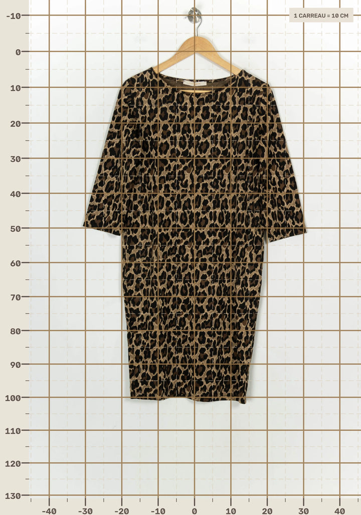 Robe Imprimée Marron et Noire - Taille S/36 de la marque La Fée Maraboutée | PARAD120958 - Vendu par Paradigme - Image 4