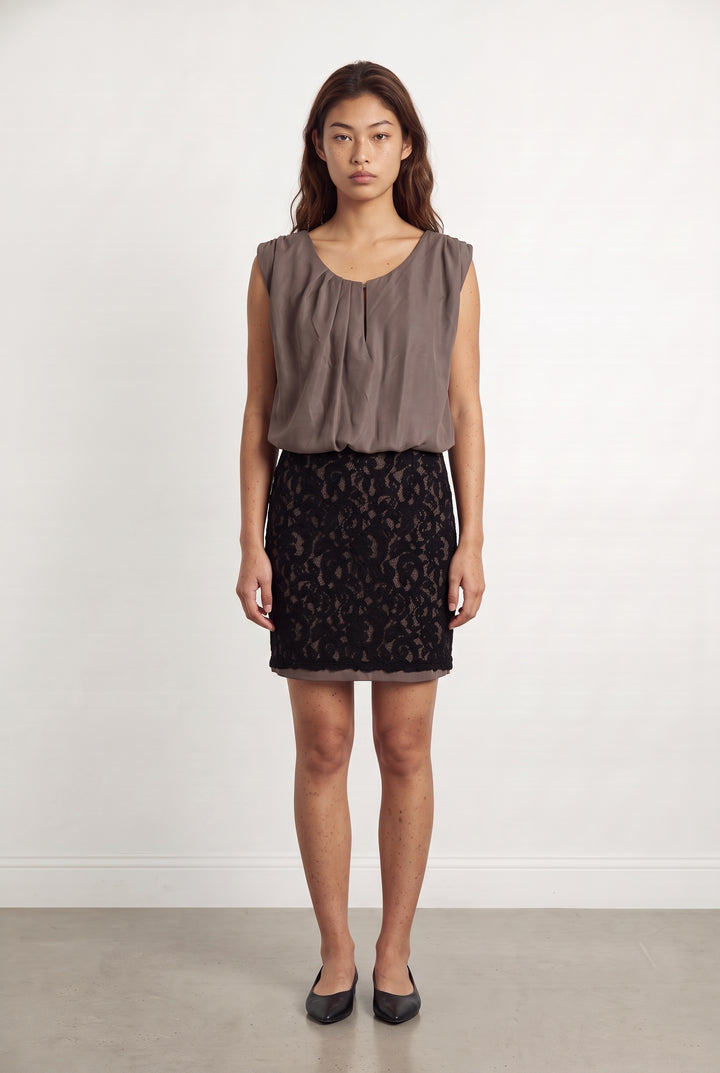 Robe Courte Marron et Noire - Taille M/38 de la marque IKKS | PARAD120963 - Vendu par Paradigme - Image 1