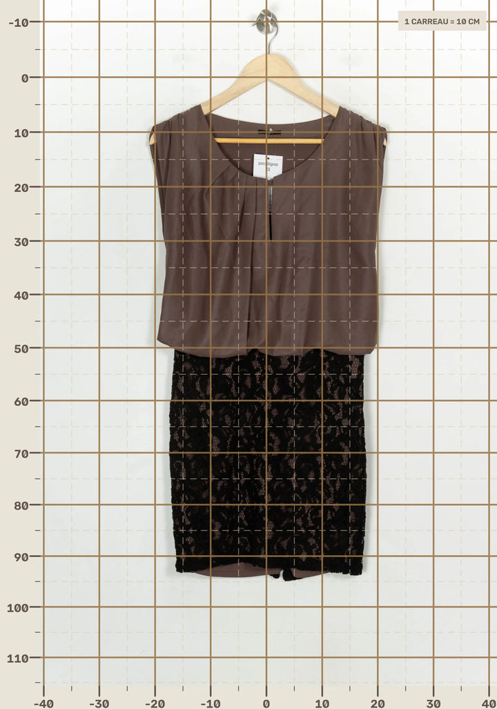 Robe Courte Marron et Noire - Taille M/38 de la marque IKKS | PARAD120963 - Vendu par Paradigme - Image 4