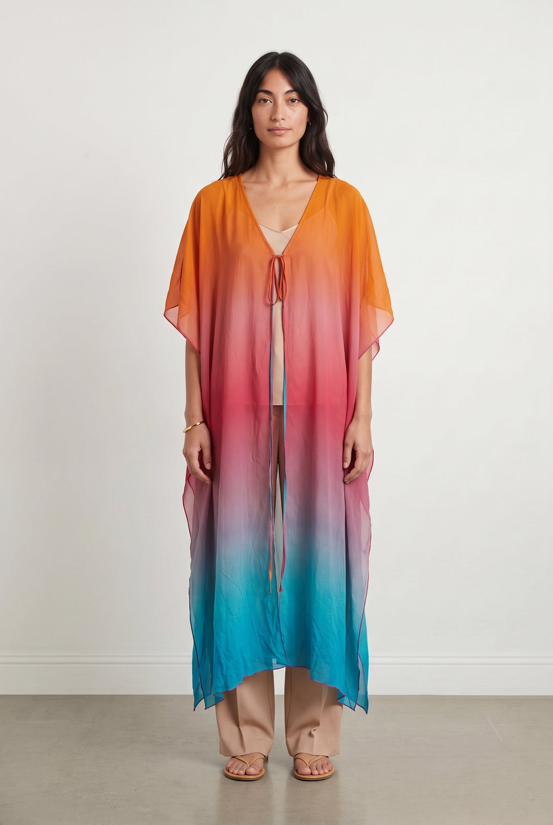 Caftan Orange Rose et Bleu - Taille S/36 de la marque IKA Paris | PARAD120973 - Vendu par Paradigme - Image 1