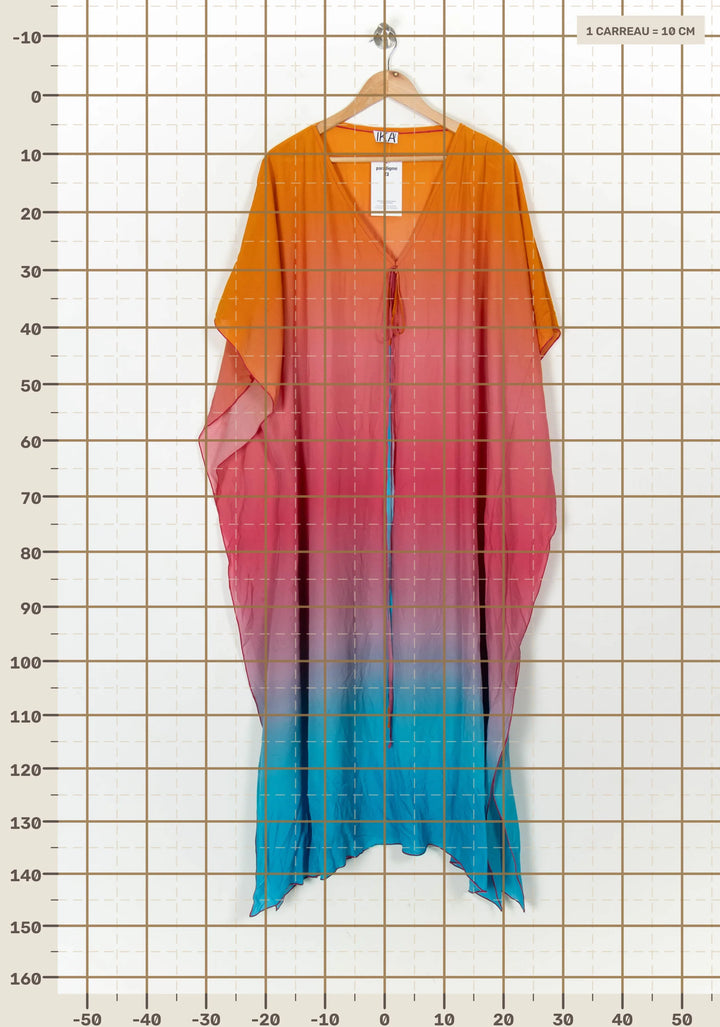 Caftan Orange Rose et Bleu - Taille S/36 de la marque IKA Paris | PARAD120973 - Vendu par Paradigme - Image 4