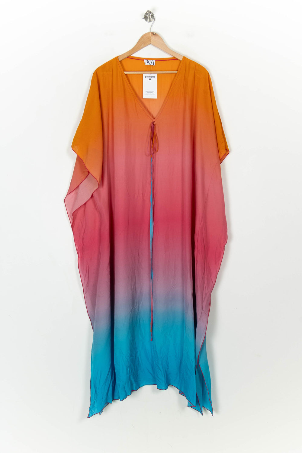 Caftan Orange Rose et Bleu - Taille S/36 de la marque IKA Paris | PARAD120973 - Vendu par Paradigme - Image 2