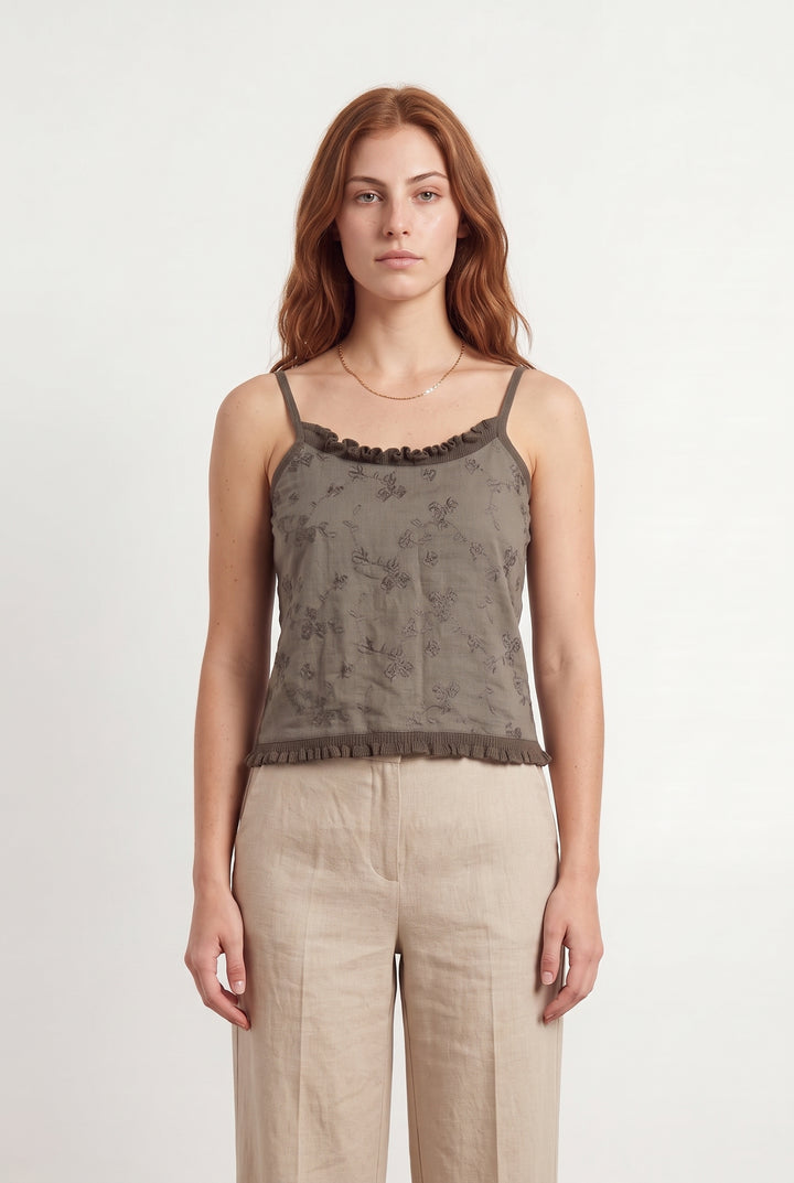Débardeur Kaki - Taille S/36 de la marque La Fée Maraboutée | PARAD120975 - Vendu par Paradigme - Image 1