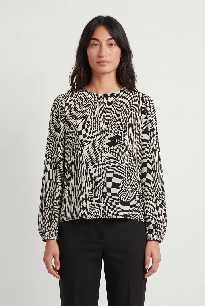 Blouse Noire et Blanche - Taille M/38 de la marque IKKS | PARAD120997 - Vendu par Paradigme - Image 1