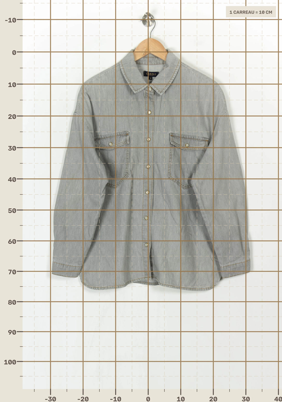 Chemise en Jean Grise - Taille M/38 de la marque Caroll | PARAD120999 - Vendu par Paradigme - Image 4