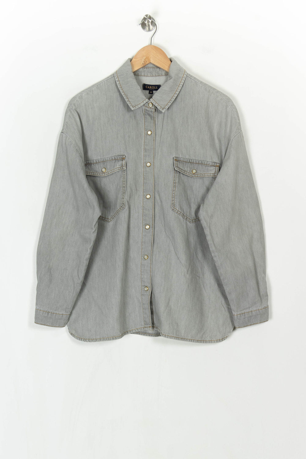 Chemise en Jean Grise - Taille M/38 de la marque Caroll | PARAD120999 - Vendu par Paradigme - Image 2