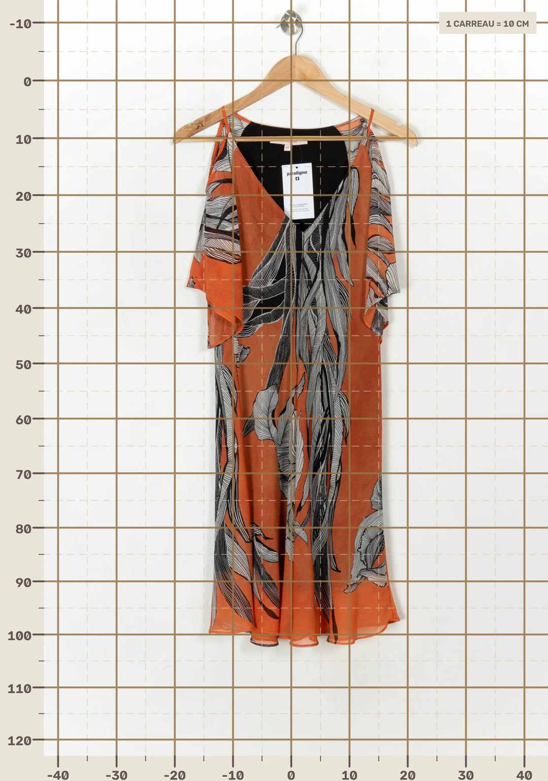 Robe Orange et Noire - Taille S/36 de la marque La Fée Maraboutée | PARAD121000 - Vendu par Paradigme - Image 4