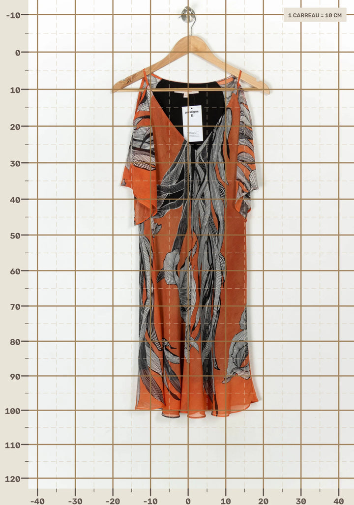 Robe Orange et Noire - Taille S/36 de la marque La Fée Maraboutée | PARAD121000 - Vendu par Paradigme - Image 4