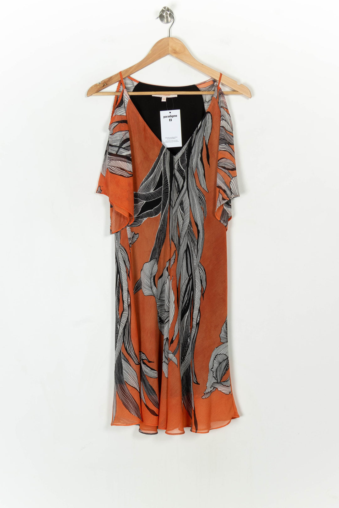 Robe Orange et Noire - Taille S/36 de la marque La Fée Maraboutée | PARAD121000 - Vendu par Paradigme - Image 2