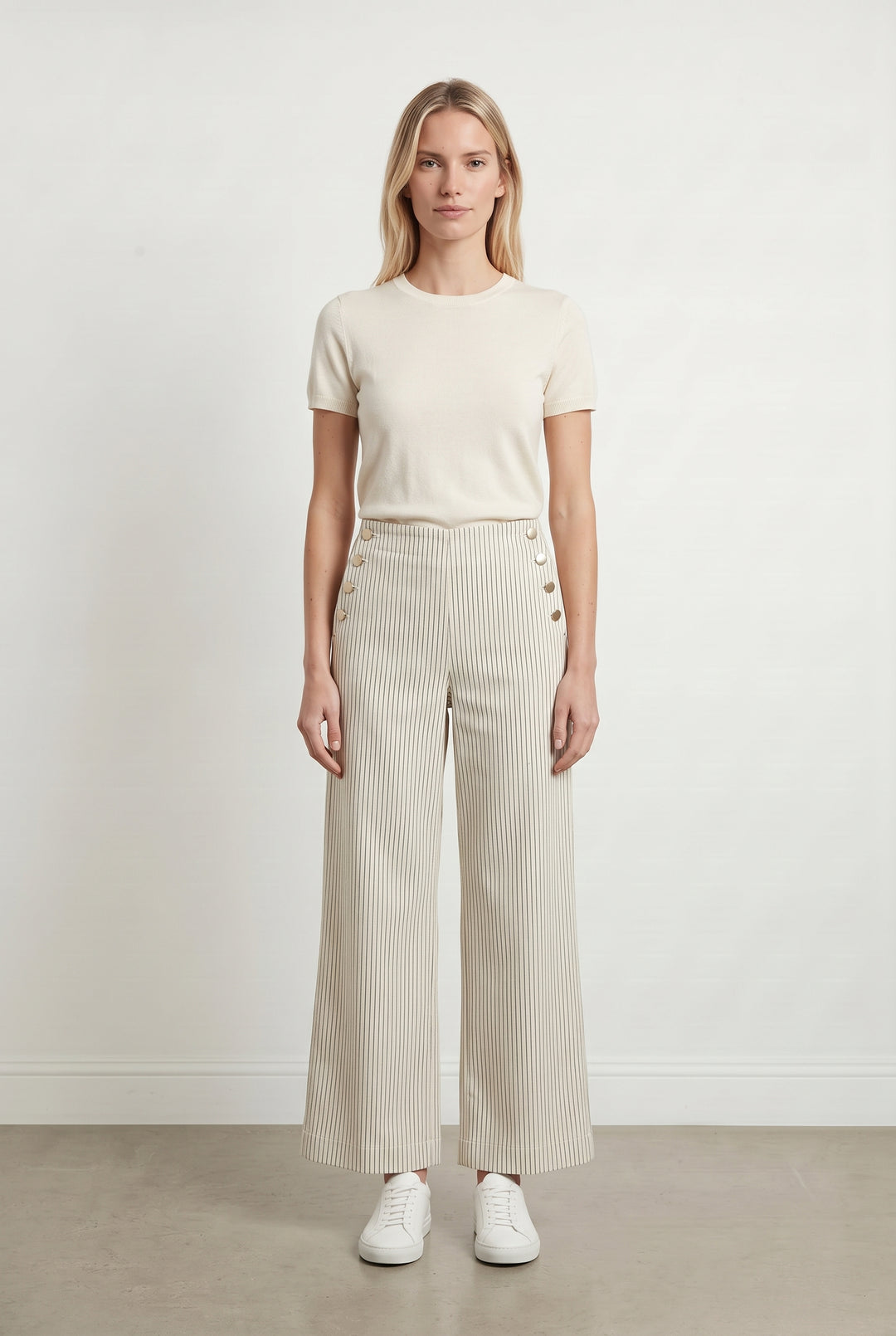 Pantalon Rayé Blanc et Gris - Taille S/36 de la marque Suncoo | PARAD121001 - Vendu par Paradigme - Image 1