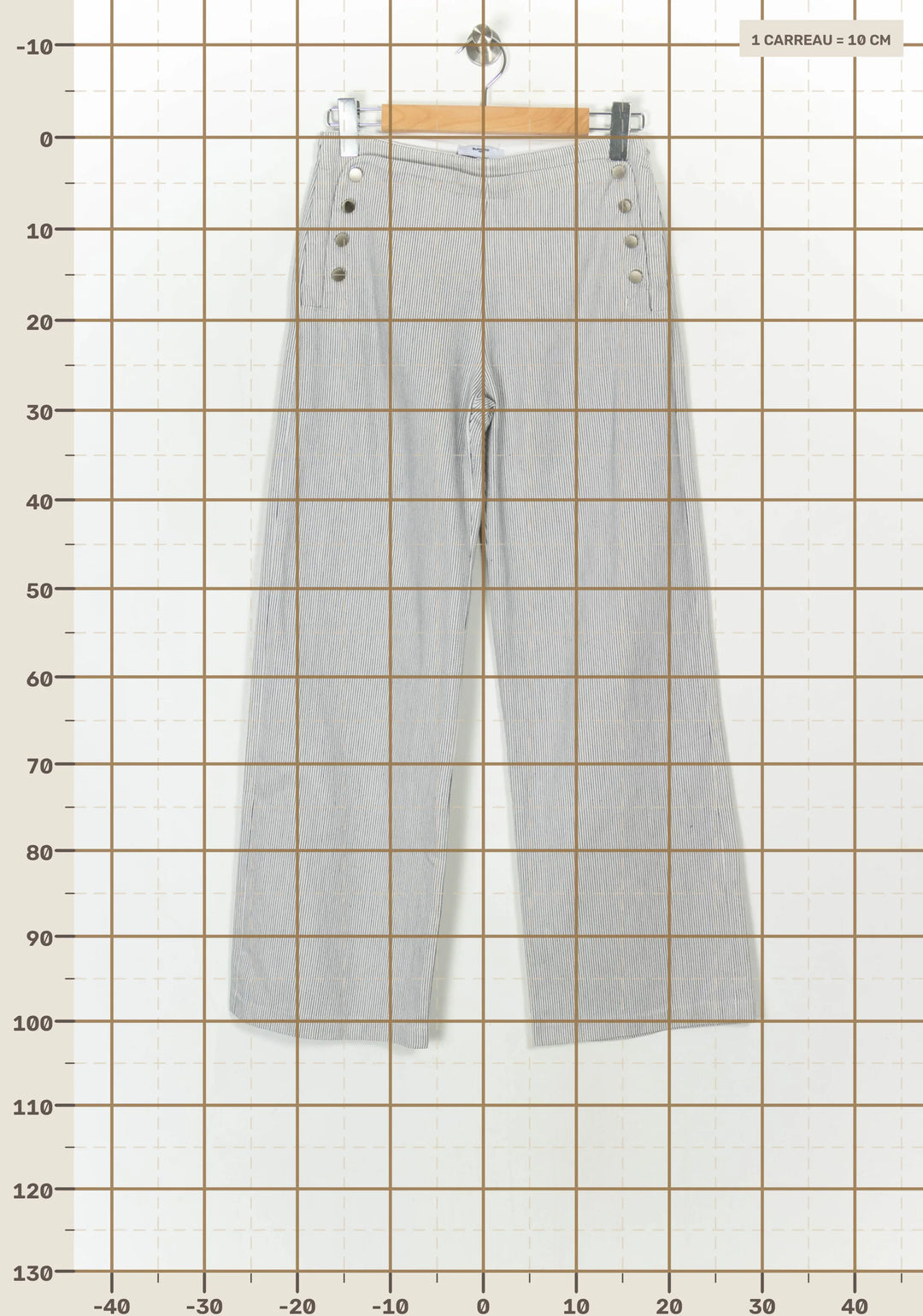 Pantalon Rayé Blanc et Gris - Taille S/36 de la marque Suncoo | PARAD121001 - Vendu par Paradigme - Image 4