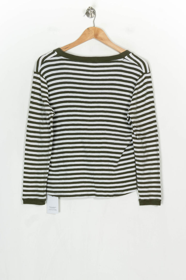 Pull Rayé Vert et Blanc - Taille S/36 de la marque Majestic Filatures | PARAD121007 - Vendu par Paradigme - Image 5