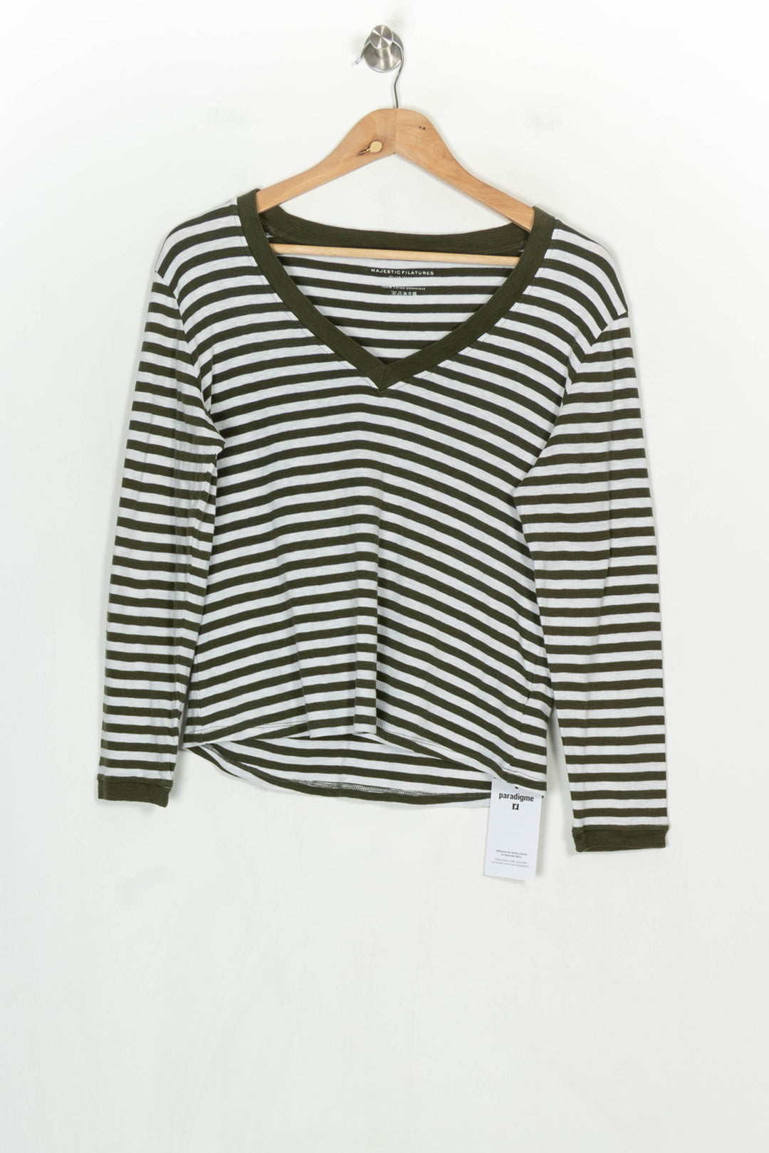 Pull Rayé Vert et Blanc - Taille S/36 de la marque Majestic Filatures | PARAD121007 - Vendu par Paradigme - Image 2