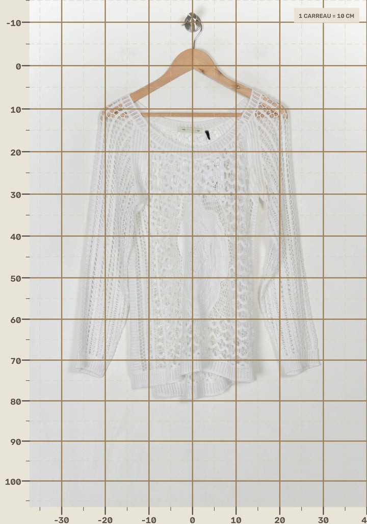 Pull Blanc - Taille S/36 de la marque IKKS | PARAD121016 - Vendu par Paradigme - Image 4