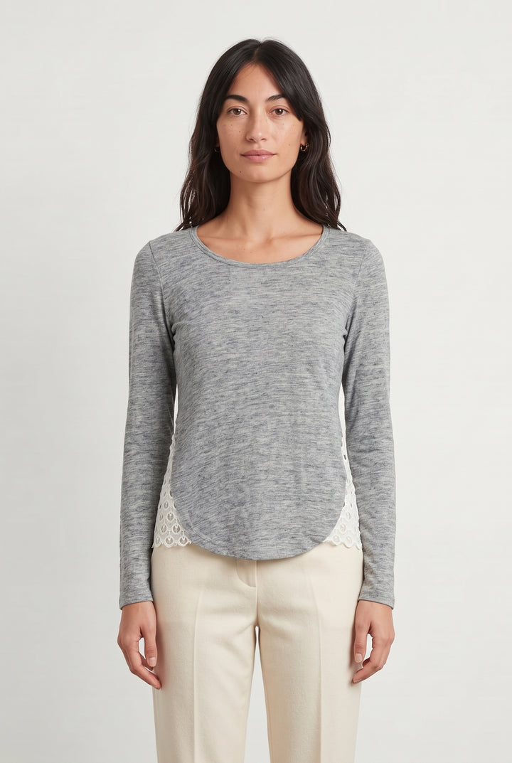 Pull Gris et Blanc - Taille S/36 de la marque Claudie Pierlot | PARAD121018 - Vendu par Paradigme - Image 1
