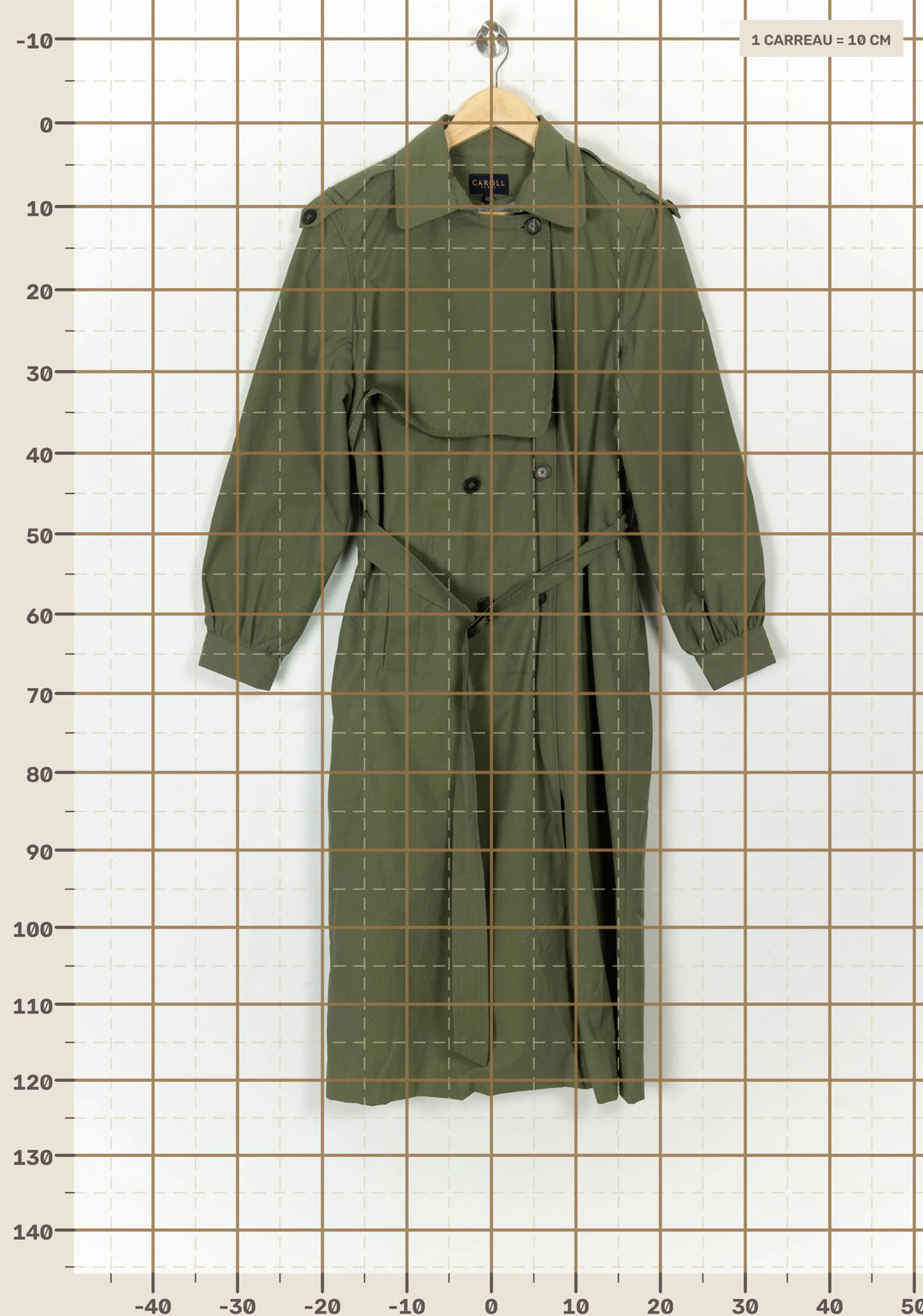 Trench Vert - Taille XL/42 de la marque Caroll | PARAD121030 - Vendu par Paradigme - Image 4