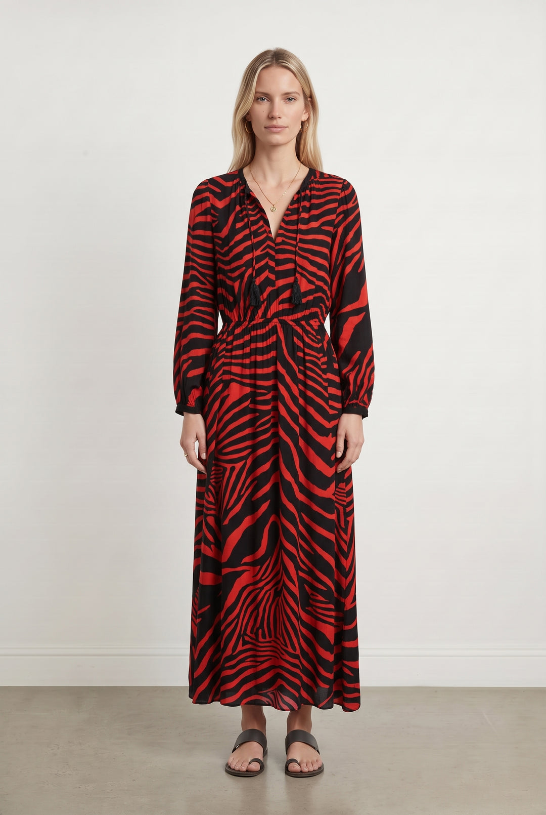 Robe longue rouge et noire - Taille XS/34 de la marque The Kooples | PARAD121042 - Vendu par Paradigme - Image 1