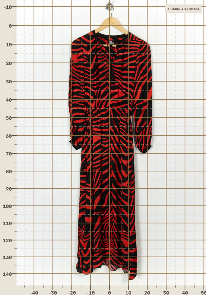 Robe longue rouge et noire - Taille XS/34 de la marque The Kooples | PARAD121042 - Vendu par Paradigme - Image 4