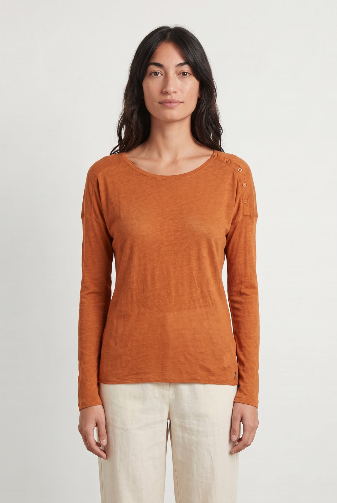 Tee-shirt manches longues orange - Taille S/36 de la marque IKKS | PARAD121084 - Vendu par Paradigme - Image 1