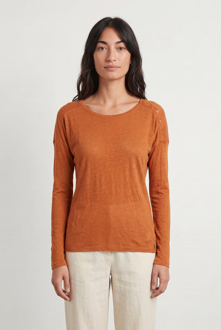 Tee-shirt manches longues orange - Taille S/36 de la marque IKKS | PARAD121084 - Vendu par Paradigme - Image 1