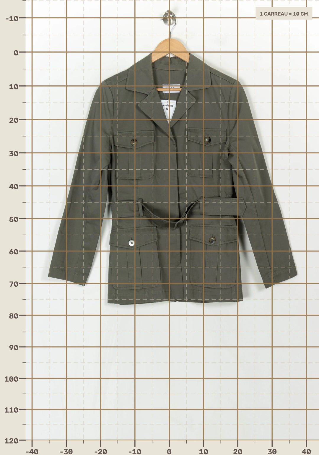 Veste Saharienne Verte - Taille XL/42 de la marque ZAPA | PARAD121088 - Vendu par Paradigme - Image 4