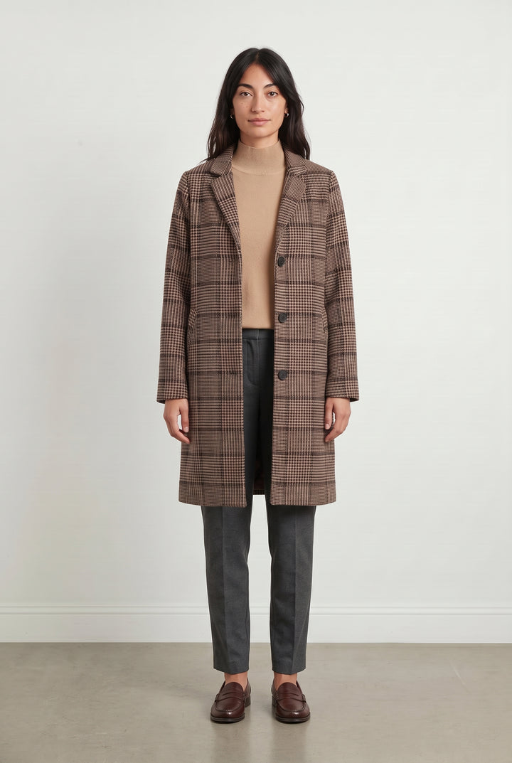 Manteau Carreaux Marron et Noir - Taille M/38 de la marque La Fée Maraboutée | PARAD121094 - Vendu par Paradigme - Image 1