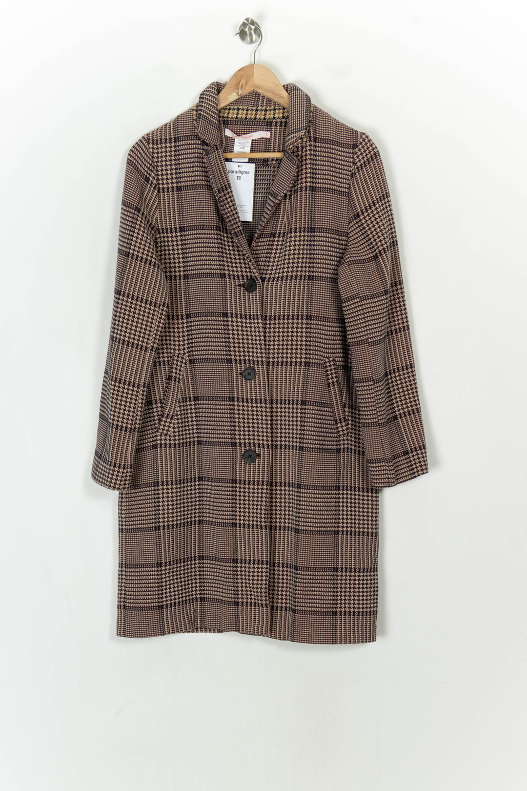 Manteau Carreaux Marron et Noir - Taille M/38 de la marque La Fée Maraboutée | PARAD121094 - Vendu par Paradigme - Image 2