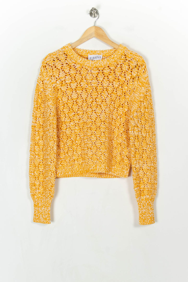 Pull Jaune et Blanc - Taille L/40 de la marque Claudie Pierlot | PARAD121110 - Vendu par Paradigme - Image 2