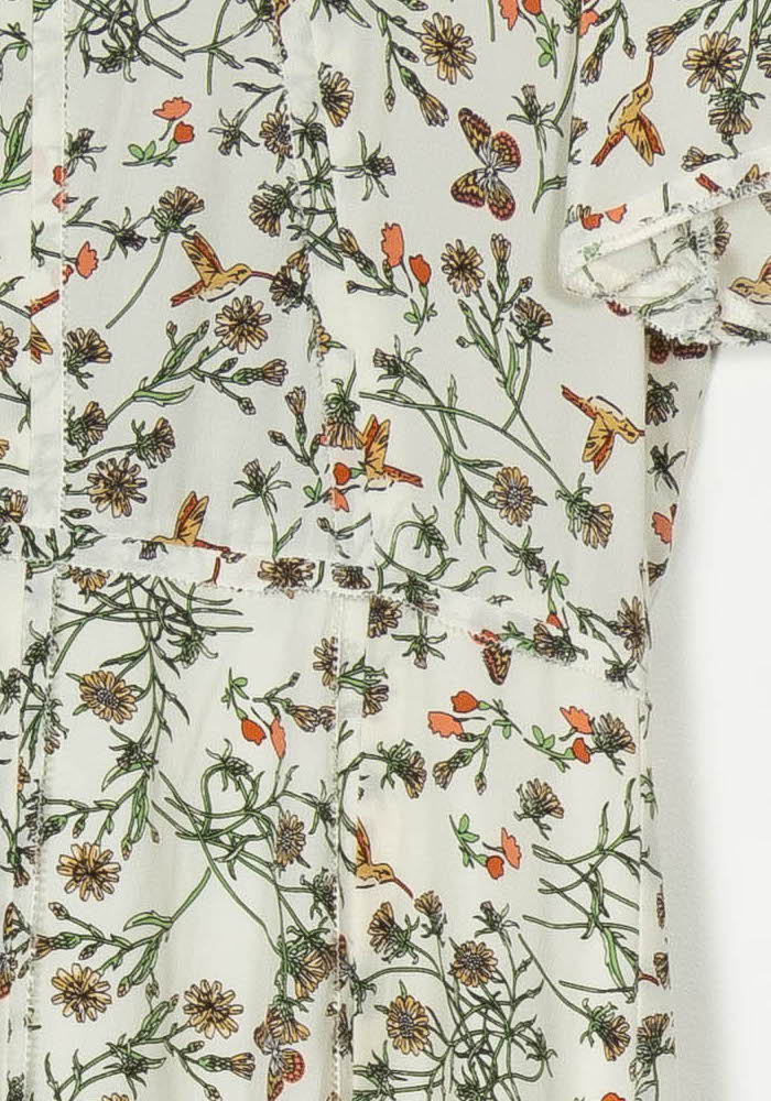 Robe Longue Blanche à Fleurs Vertes et Oranges - Taille XS/34 de la marque The Kooples | PARAD121118 - Vendu par Paradigme - Image 3