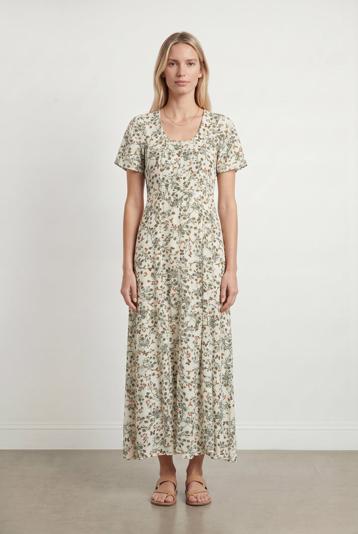 Robe Longue Blanche à Fleurs Vertes et Oranges - Taille XS/34 de la marque The Kooples | PARAD121118 - Vendu par Paradigme - Image 1