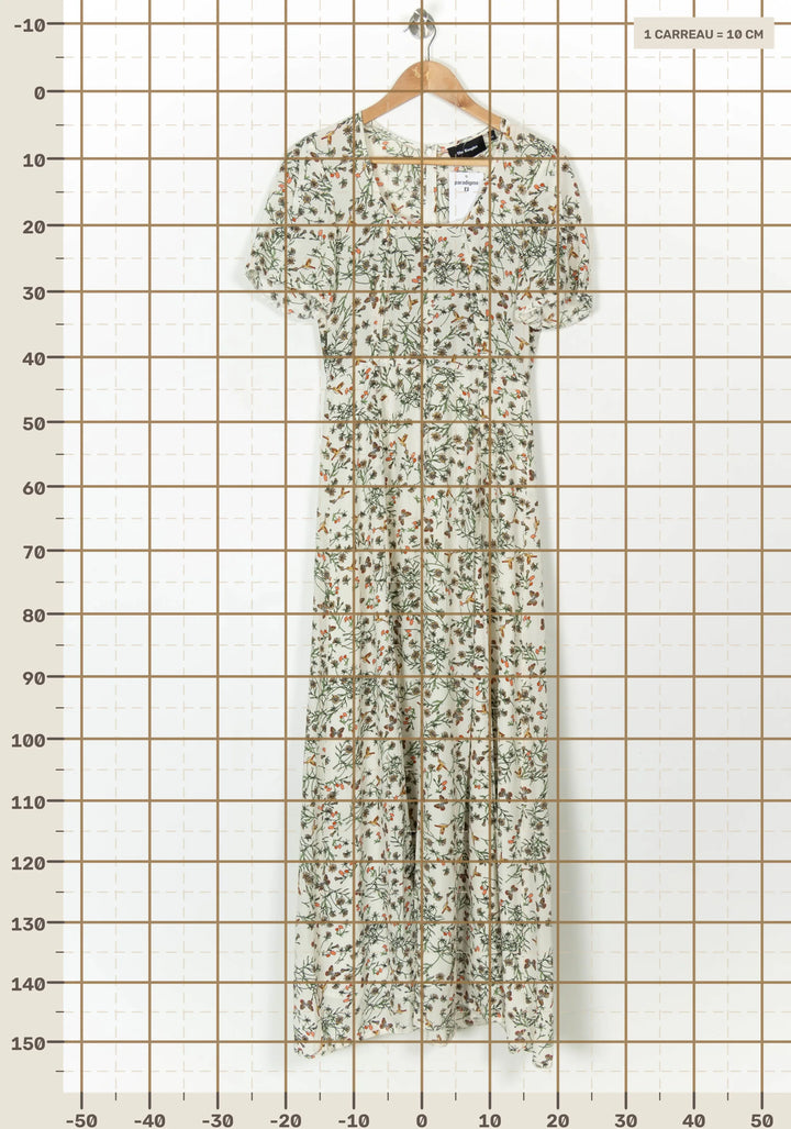 Robe Longue Blanche à Fleurs Vertes et Oranges - Taille XS/34 de la marque The Kooples | PARAD121118 - Vendu par Paradigme - Image 4