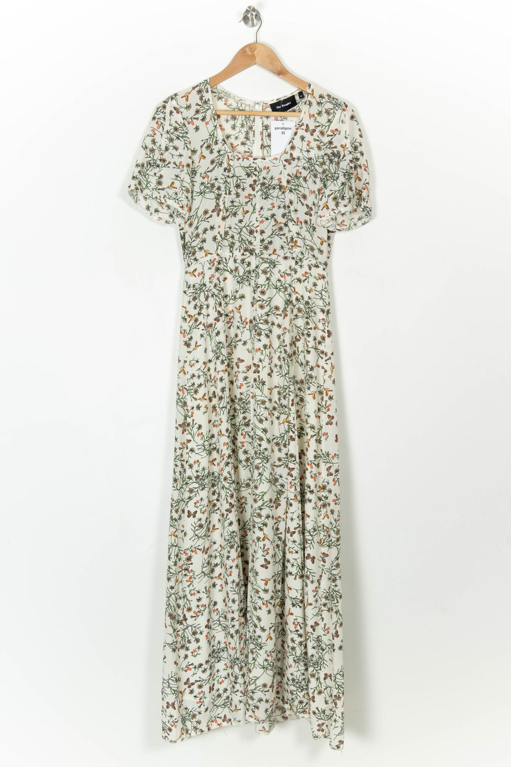 Robe Longue Blanche à Fleurs Vertes et Oranges - Taille XS/34 de la marque The Kooples | PARAD121118 - Vendu par Paradigme - Image 2