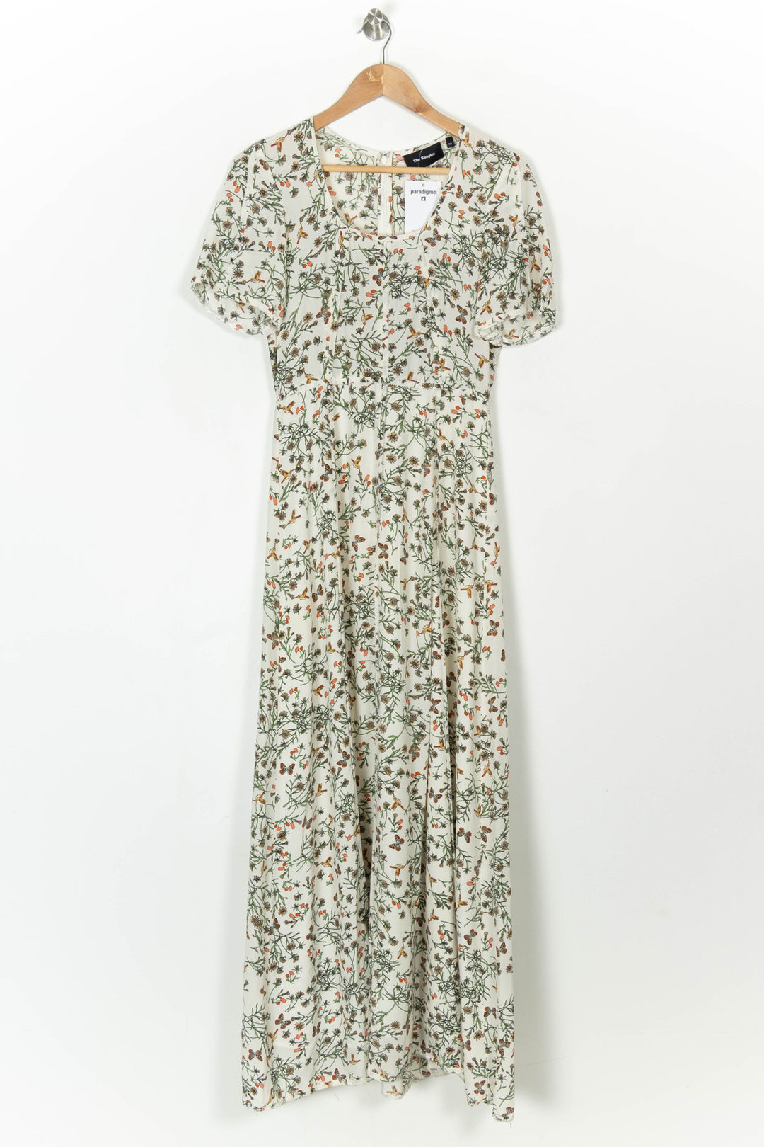 Robe Longue Blanche à Fleurs Vertes et Oranges - Taille XS/34 de la marque The Kooples | PARAD121118 - Vendu par Paradigme - Image 2
