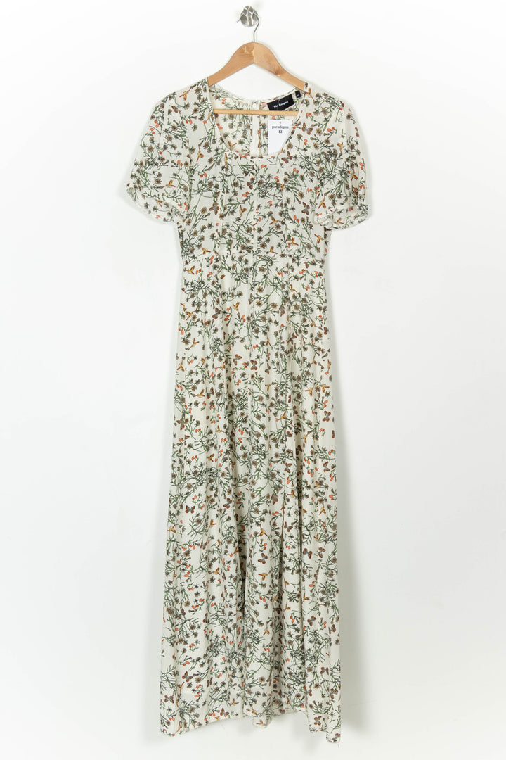 Robe Longue Blanche à Fleurs Vertes et Oranges - Taille XS/34 de la marque The Kooples | PARAD121118 - Vendu par Paradigme - Image 2