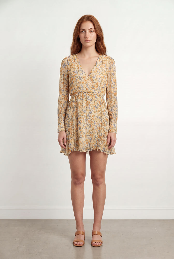 Robe Portefeuille Jaune et Bleu - Taille S/36 de la marque Sézane | PARAD121128 - Vendu par Paradigme - Image 1