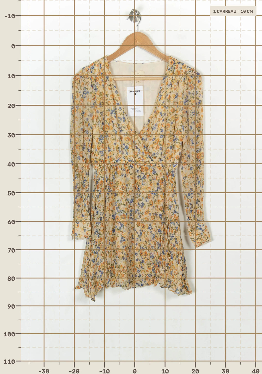 Robe Portefeuille Jaune et Bleu - Taille S/36 de la marque Sézane | PARAD121128 - Vendu par Paradigme - Image 4