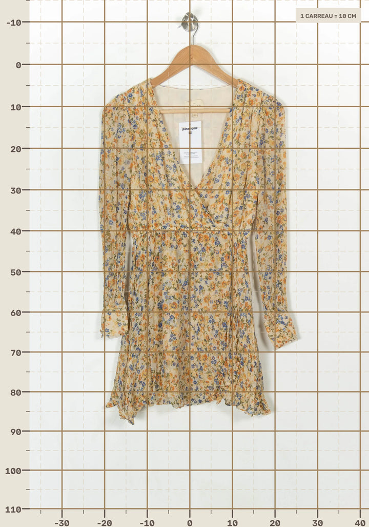 Robe Portefeuille Jaune et Bleu - Taille S/36 de la marque Sézane | PARAD121128 - Vendu par Paradigme - Image 4