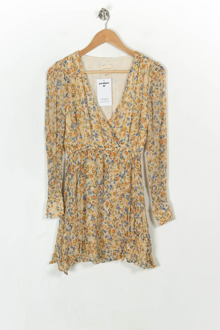 Robe Portefeuille Jaune et Bleu - Taille S/36 de la marque Sézane | PARAD121128 - Vendu par Paradigme - Image 2