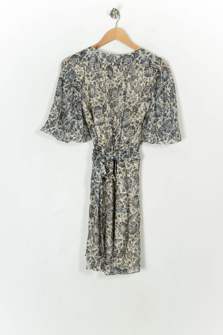 Robe Portefeuille Bleue et Beige - Taille M/38 de la marque Vanessa Bruno | PARAD121129 - Vendu par Paradigme - Image 5